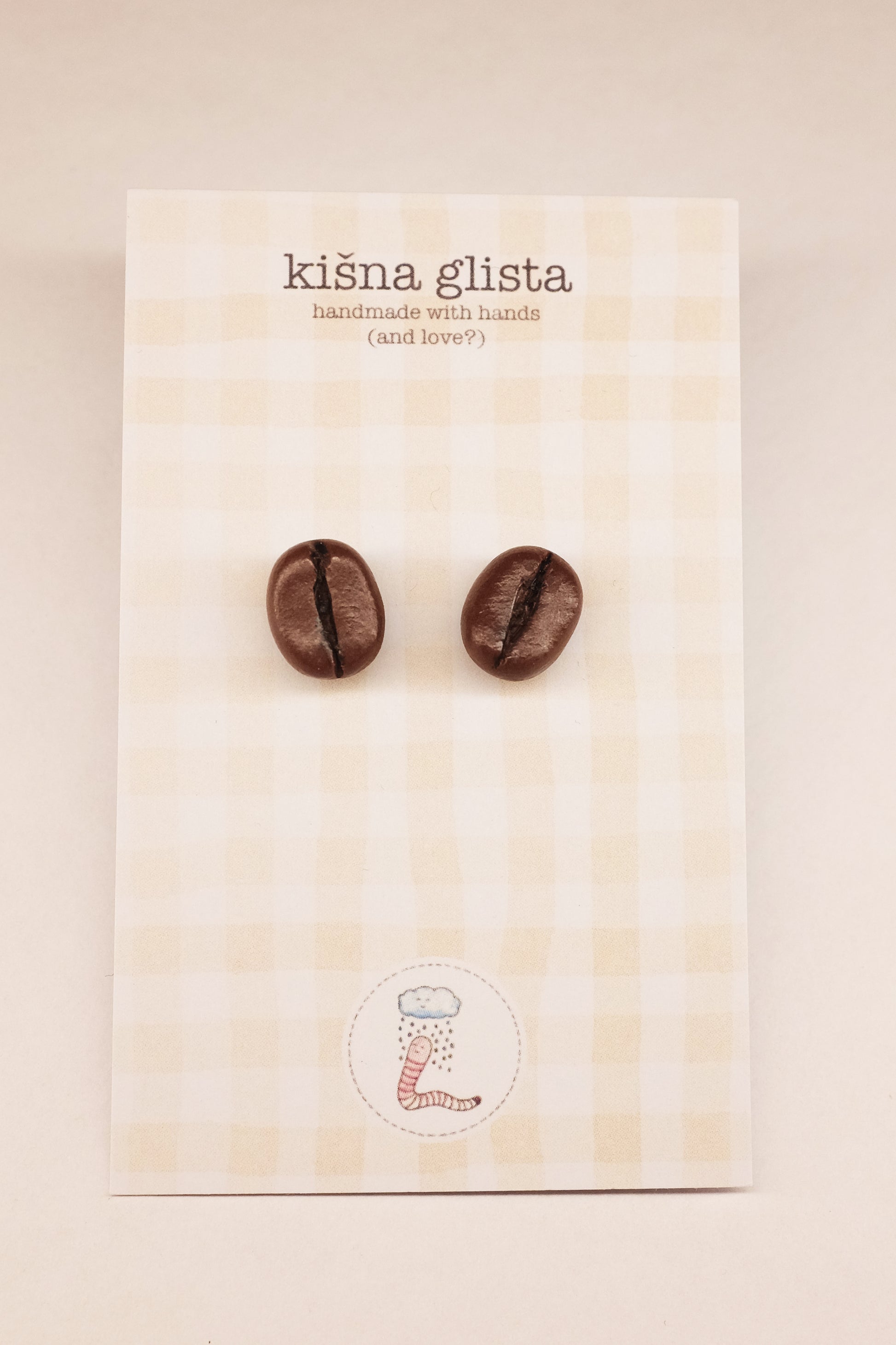 Kafa- zrno, minđuše sa iglicom