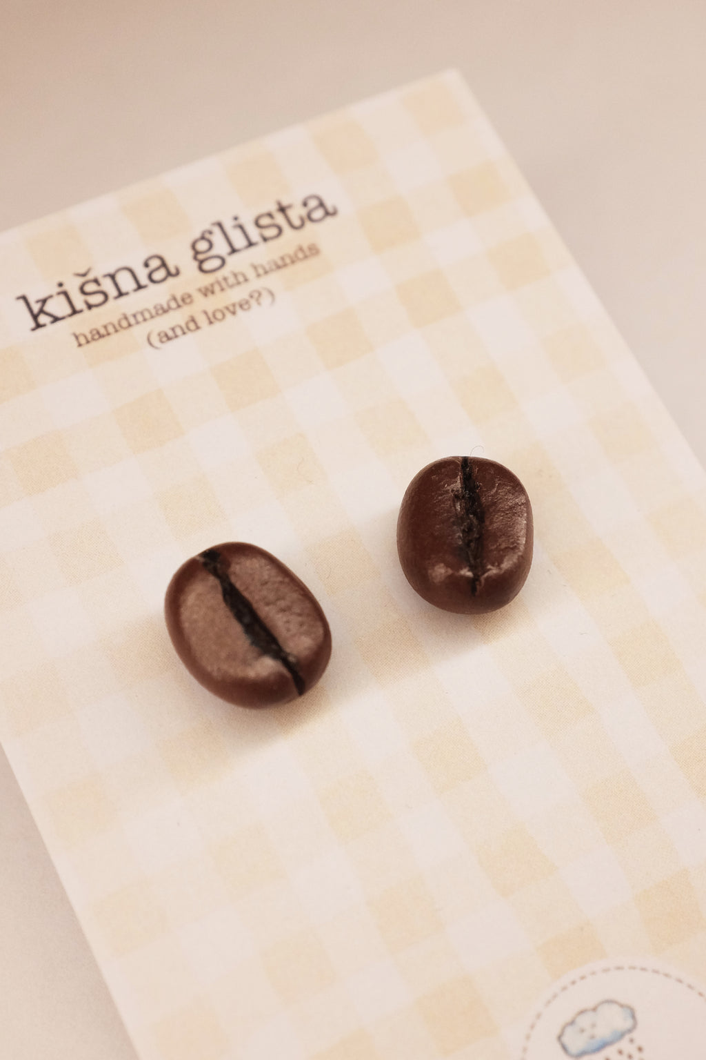 Kafa- zrno, minđuše sa iglicom