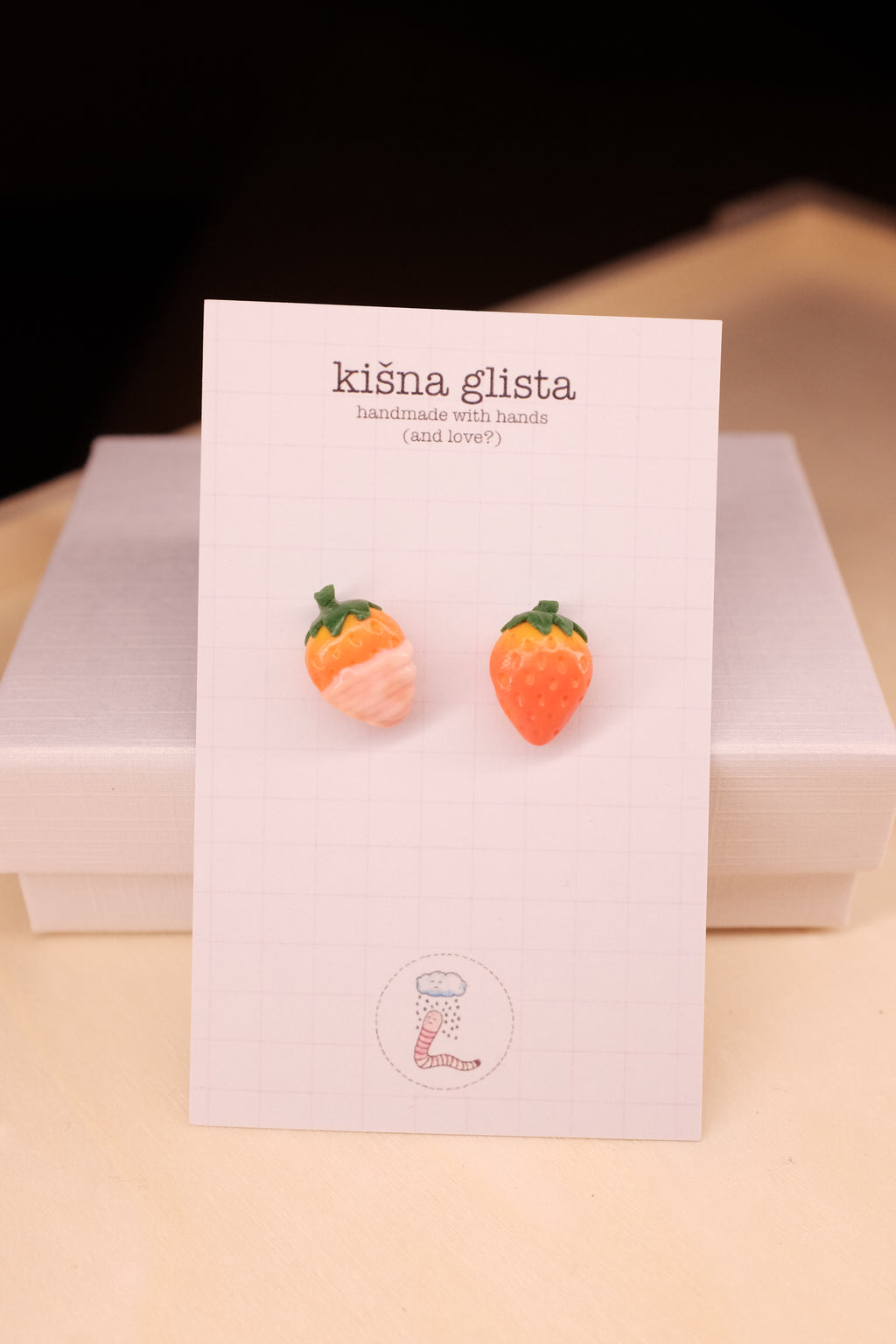 Strawberry, stud earrings