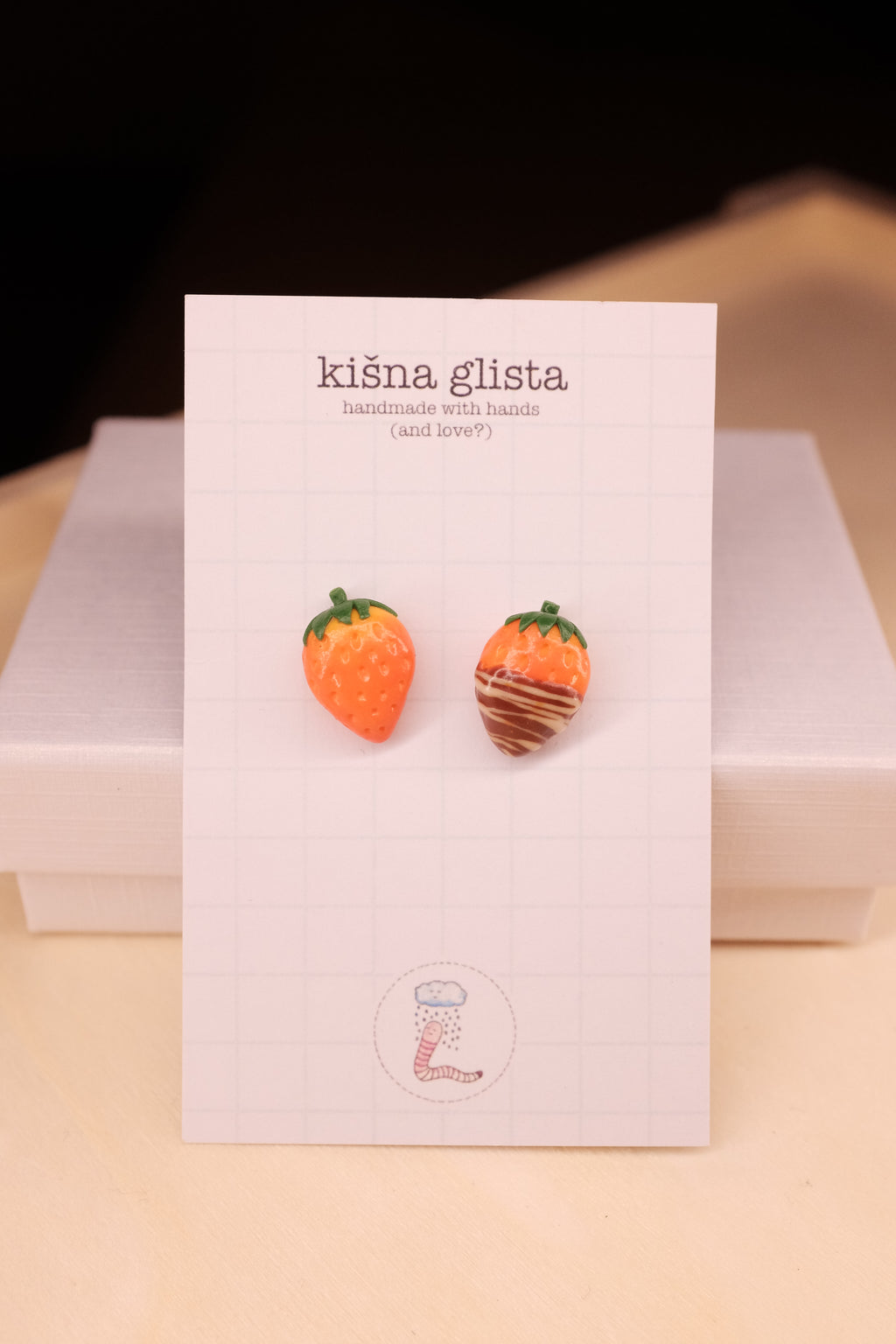 Strawberry, stud earrings