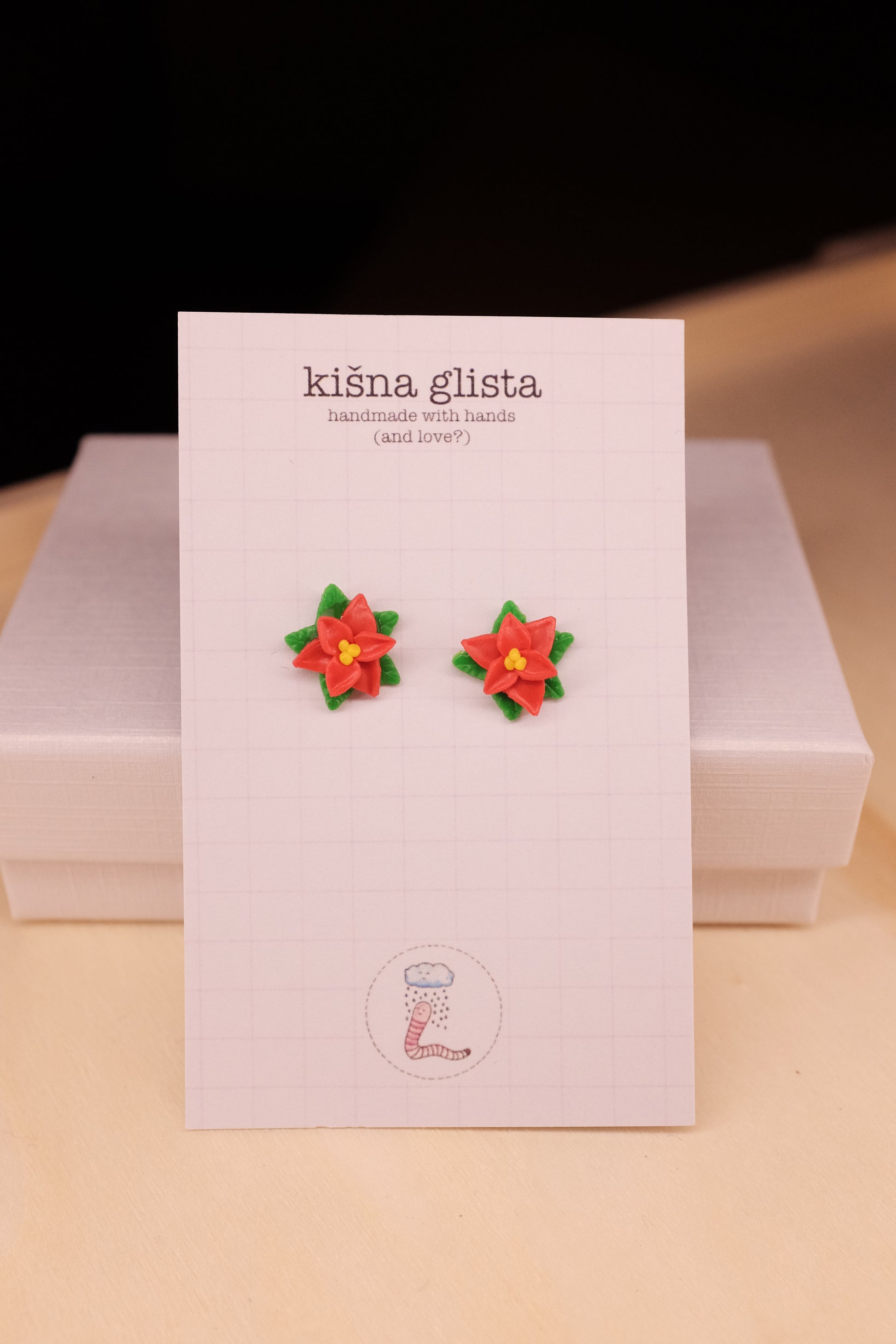 Božićna zvezda, minđuše sa iglicom